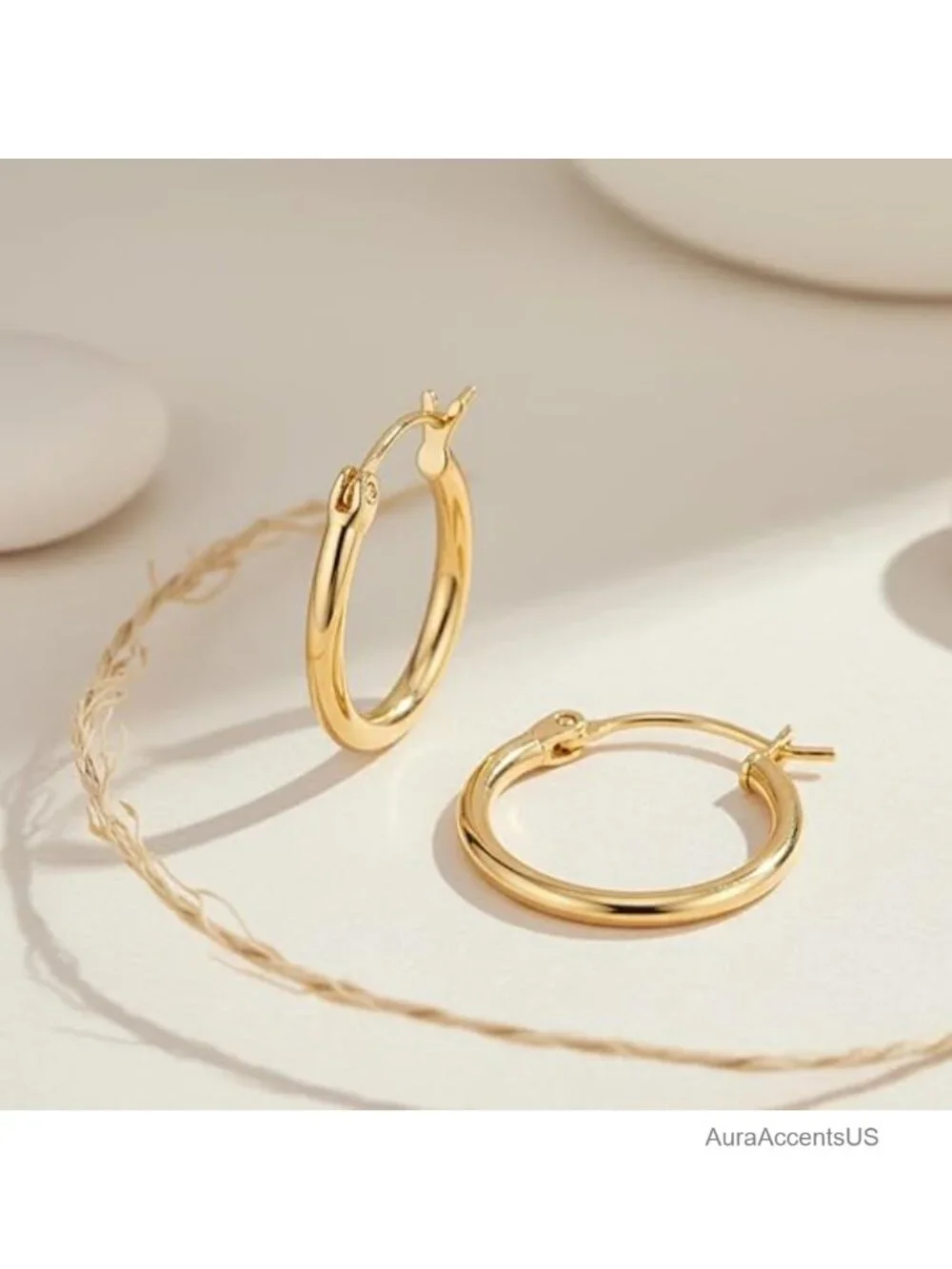 14K Gold Plated Hoop Earrings for Women with Cubic Zirconia Accents Spiral